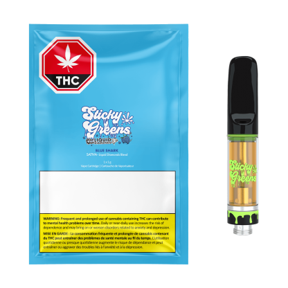 Blue Shark Liquid Diamonds 510 Vape Cart - 1g (Sticky Greens)