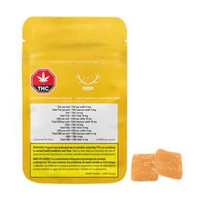 Wyld Real Fruit Sour Peach Mango 3:1 CBG Gummies (WYLD)